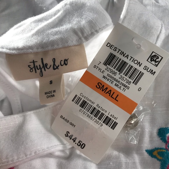 Style &Co Top Sleeveless Floral Embroidery Stretch - Picture 8 of 15